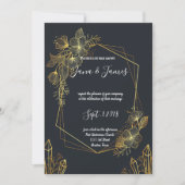 ゴールデン·フレーム·ネービ結婚ーバックズ 招待状 (正面)