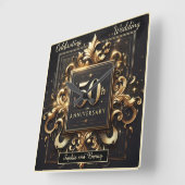 ゴールデン フロリッシュ: 50周年記念デザイン スクエア壁時計 (傾斜)