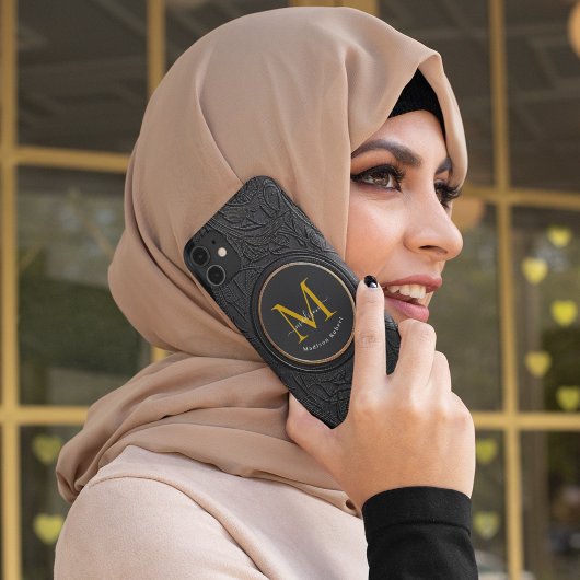 ゴールデン&ブラックモダンスクリプはっきりしたトモノグラムイニシャル Case-Mate iPhoneケース