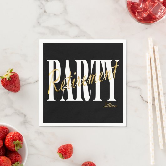 ゴールデン&ブラックリタイアメントパーティー、カスタムナプキンス スタンダードカクテルナプキン (インサイチュ)