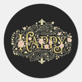 ゴールデン・ブリス: 華麗な花のHappy ラウンドシール (正面)