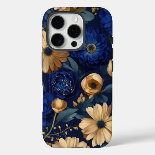 ゴールデン&ブルーフローラ Case-Mate iPhoneケース (裏面)