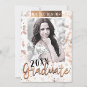 ゴールデン・ブロンズ卒業パーティーの卒業写真 招待状 (正面)