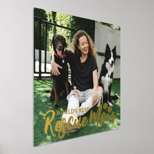ゴールデン・ポーズ・ワールド最高のズ・レスキュー・ママの写真 箔ポスター (レイダウン)