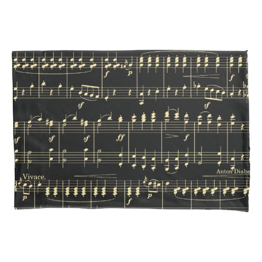 ゴールデン・ミュージック・オン・ブラック 枕カバー (正面)