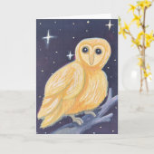 ゴールデン・メンフクロウのガッシュ画 カード (黄色い花)