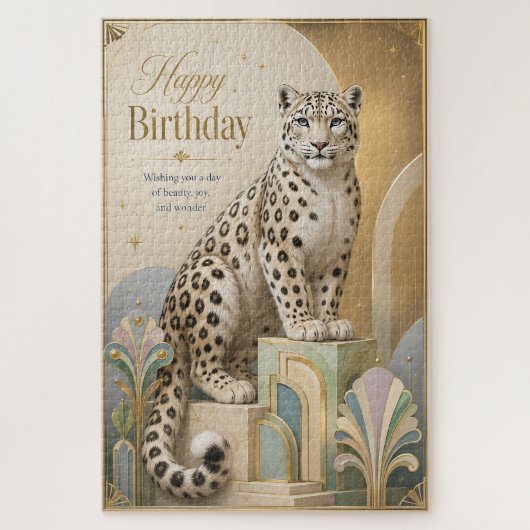 ゴールデン ユキヒョウ 誕生日 エレガンス ジグソーパズル (縦)