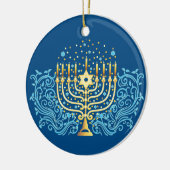 ゴールデン（ユダヤ教）メノラーハヌカー挨拶フェスティバルの光 セラミックオーナメント (左)