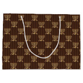 ゴールデン（ユダヤ教）メノラー垂直茶色ストライプ色 ラージペーパーバッグ (裏面)