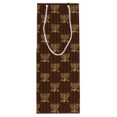 ゴールデン（ユダヤ教）メノラー垂直茶色ストライプ色 ワインギフトバッグ (裏面)