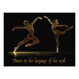 ゴールデン・ライン・アートエレガントの優雅なバレエ・ダンサー フォトプリント           
