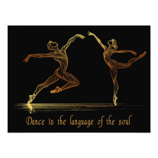 ゴールデン・ライン・アートエレガントの優雅なバレエ・ダンサー フォトプリント            (正面)
