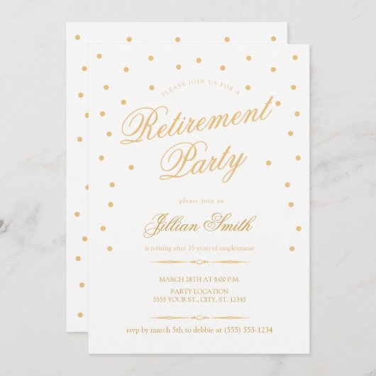 ゴールデン·リタイアメント·パーティの招待状 招待状 (正面/裏面)