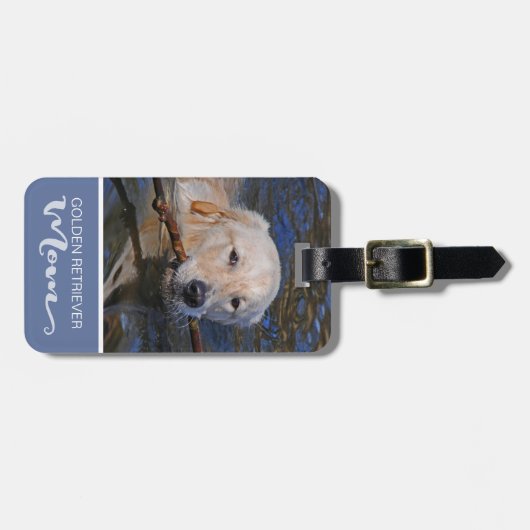 ゴールデン・リトリーバーのお母さんの挿入物あなたの犬の写真 ラゲッジタグ (正面横)