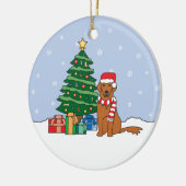 ゴールデン・リトリーバーのクリスマスのオーナメント セラミックオーナメント (左)