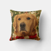 ゴールデン・リトリーバーのクリスマスの枕 クッション (裏面)