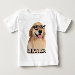 ゴールデン・リトリーバーのヒップスターのおたく ベビーTシャツ