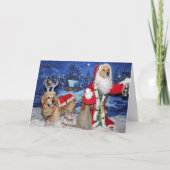 ゴールデン・リトリーバーのビクトリアンなサンタのクリスマス シーズンカード (正面)
