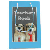 ゴールデン・リトリーバーの先生の感謝 ミディアムペーパーバッグ (正面)