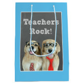 ゴールデン・リトリーバーの先生の感謝 ミディアムペーパーバッグ (裏面)