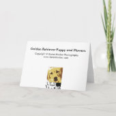 ゴールデン・リトリーバーの子犬および花 カード (裏面)