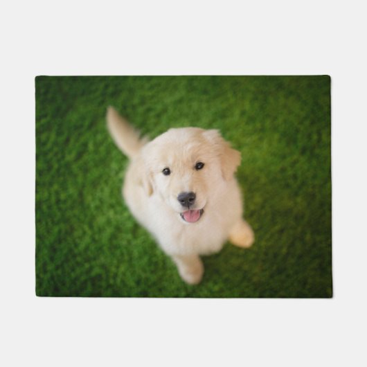ゴールデン·リトリーバーの子犬が草の上で飼育 ドアマット (正面)