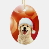 ゴールデン・リトリーバーの子犬のクリスマス セラミックオーナメント (裏面)