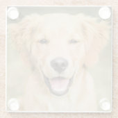 ゴールデン・リトリーバーの子犬のポートレート ガラスコースター (裏面)