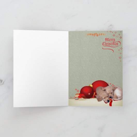 ゴールデン・リトリーバーの子犬の共有のキャンディ・ケーンカード シーズンカード (内部)