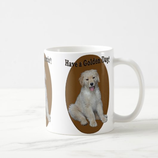 ゴールデン・リトリーバーの子犬の陽気なマグ コーヒーマグカップ (右)