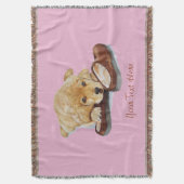 ゴールデン・リトリーバーの小犬のポートレートの絵画 スローブランケット (正面縦)