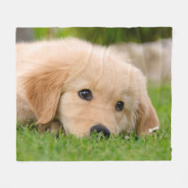 ゴールデン・リトリーバーの居心地のよいかわいい子犬の夢を見ること フリースブランケット