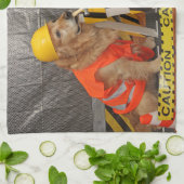 ゴールデン・リトリーバーの建設作業員 キッチンタオル (折り畳み)