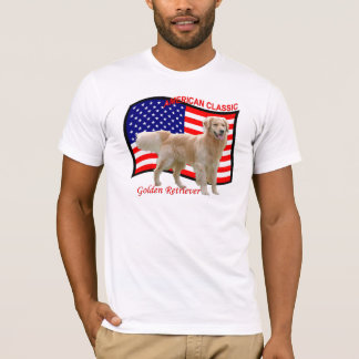 ゴールデン・リトリーバーの愛国心が強いTシャツの白 Tシャツ