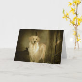 ゴールデン・リトリーバーの挨拶状の侍女 カード (黄色い花)