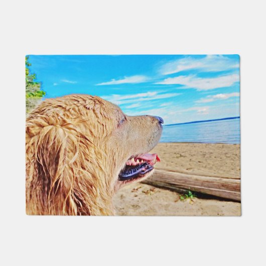 ゴールデン・リトリーバーの歓迎マット ドアマット (正面)