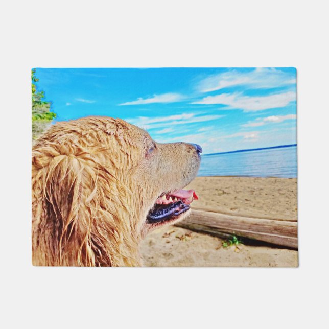 ゴールデン・リトリーバーの歓迎マット ドアマット (正面)