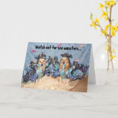 ゴールデン・リトリーバーの海モンスターハロウィン カード (黄色い花)