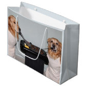 ゴールデン・リトリーバーの父の日のパパのバーベキュー ラージペーパーバッグ (正面アングル)