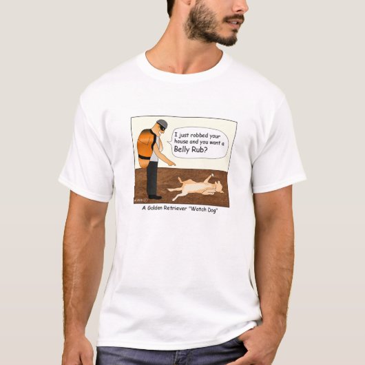 ゴールデン・リトリーバーの番犬の漫画のTシャツ Tシャツ (正面)