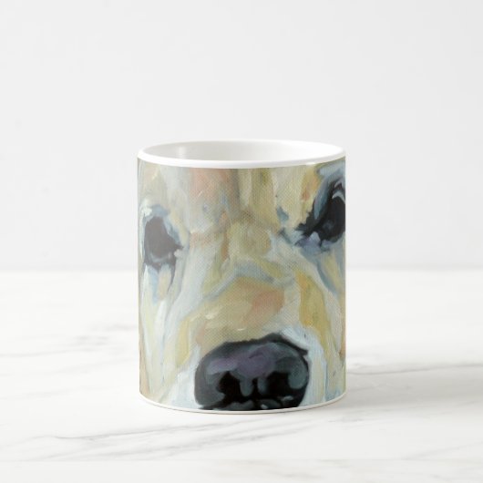 ゴールデン・リトリーバーの目および鼻の芸術のマグ コーヒーマグカップ (中央)