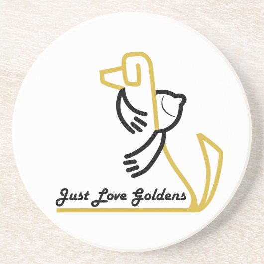 ゴールデン・リトリーバーの砂岩コースター、愛Goldens コースター (正面)