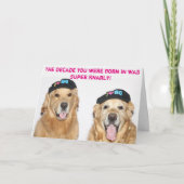 ゴールデン・リトリーバーの管状の80年代の誕生日 カード (正面)