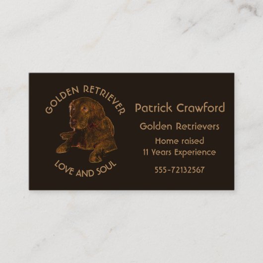 ゴールデン・リトリーバーの繁殖動物および訓練 名刺 (正面)