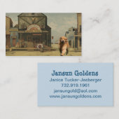 ゴールデン・リトリーバーの西部の町の名刺 名刺 (正面/裏面)