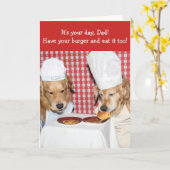 ゴールデン・リトリーバーの途方もないハンバーガーの父の日 カード (黄色い花)