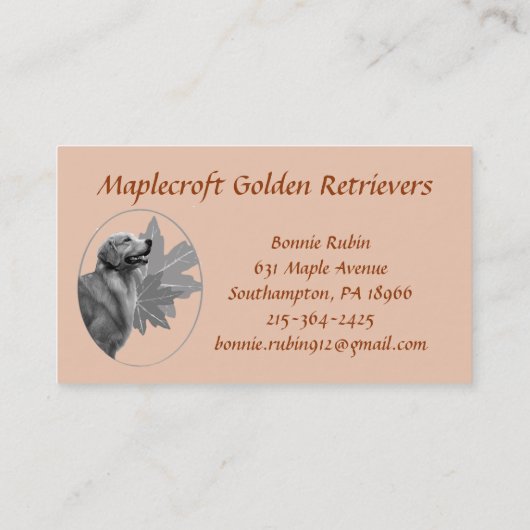 ゴールデン・リトリーバーのMaplecroft EMAILBusinessカード 名刺 (裏面)