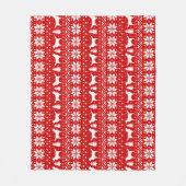 ゴールデン・リトリーバーはクリスマスパターンのシルエットを描きます フリースブランケット (正面)