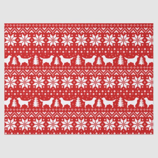 ゴールデン・リトリーバーはクリスマスパターンのシルエットを描きます 薄葉紙 (正面)