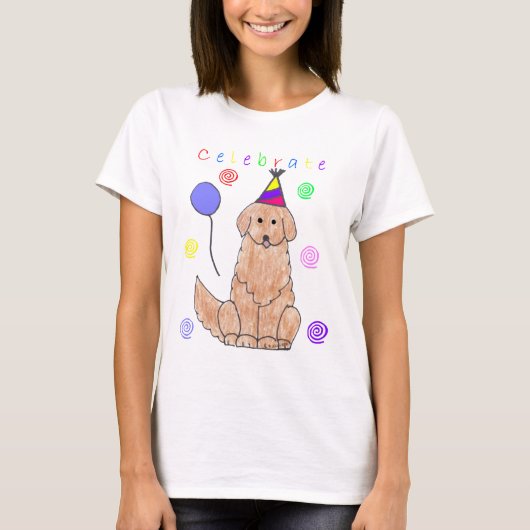 ゴールデン・リトリーバーは祝います Tシャツ (正面)